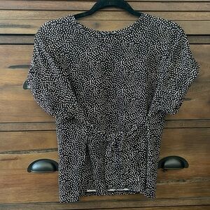 Women’s size small, express blouse with white and pink polkadot detail and tie